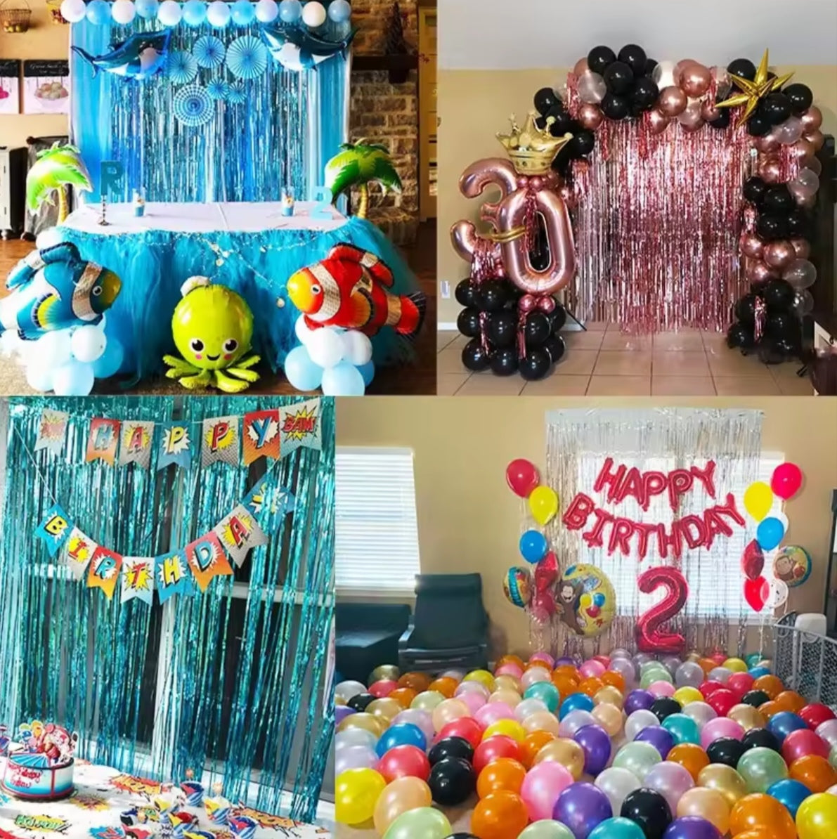 1/2/3 Meters Party Backdrop Tinsel Curtain