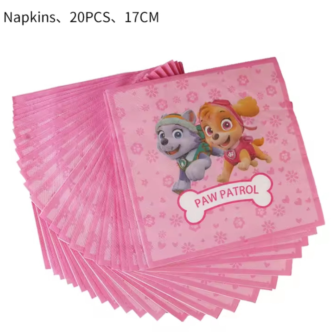 Paw Patrol Birthday Disposable Plates/Napkins for Girls Party