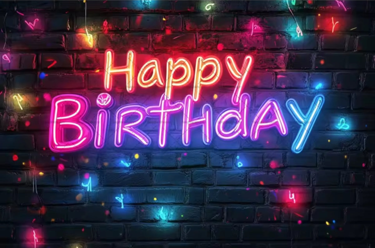 Polyester 300x200cm Neon Glow Graffiti Splashed Brick Wall Glitter Birthday Backgrounds