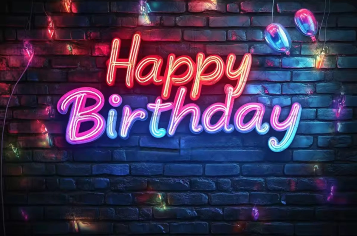 Polyester 300x200cm Neon Glow Graffiti Splashed Brick Wall Glitter Birthday Backgrounds