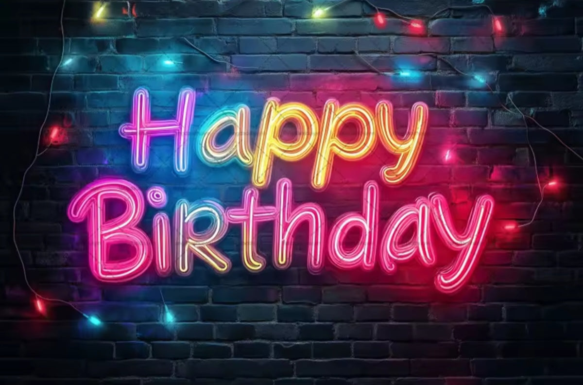 Polyester 300x200cm Neon Glow Graffiti Splashed Brick Wall Glitter Birthday Backgrounds
