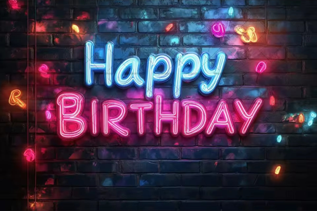 Polyester 300x200cm Neon Glow Graffiti Splashed Brick Wall Glitter Birthday Backgrounds