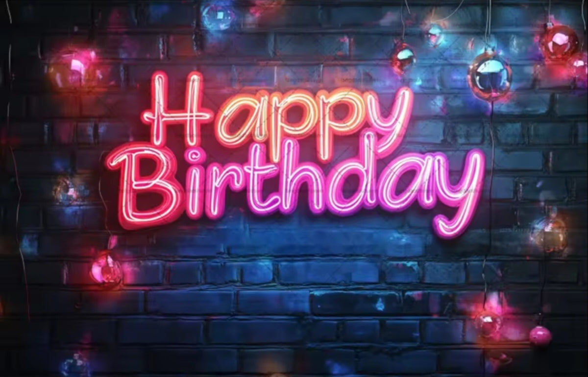 Polyester 300x200cm Neon Glow Graffiti Splashed Brick Wall Glitter Birthday Backgrounds