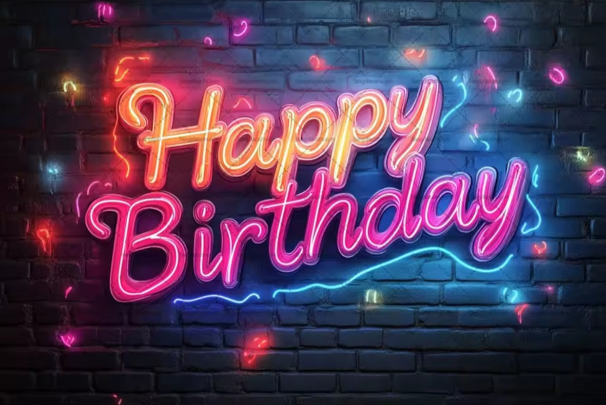 Polyester 300x200cm Neon Glow Graffiti Splashed Brick Wall Glitter Birthday Backgrounds