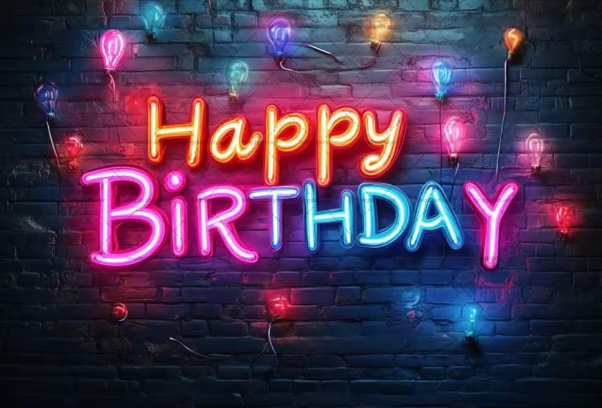 Polyester 300x200cm Neon Glow Graffiti Splashed Brick Wall Glitter Birthday Backgrounds