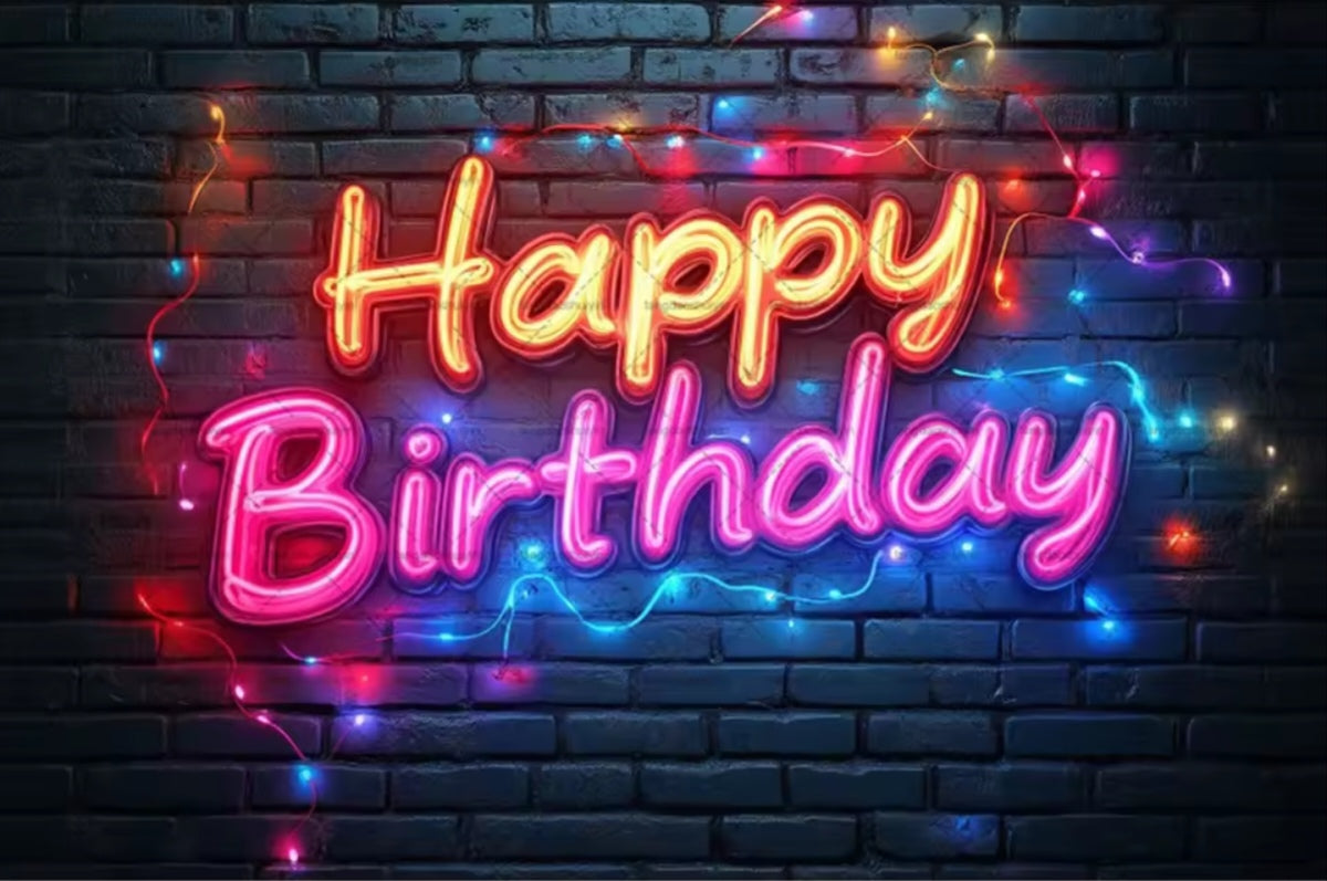 Polyester 300x200cm Neon Glow Graffiti Splashed Brick Wall Glitter Birthday Backgrounds