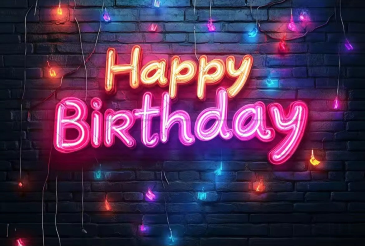 Polyester 300x200cm Neon Glow Graffiti Splashed Brick Wall Glitter Birthday Backgrounds