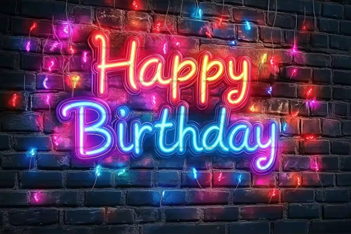 Polyester 300x200cm Neon Glow Graffiti Splashed Brick Wall Glitter Birthday Backgrounds