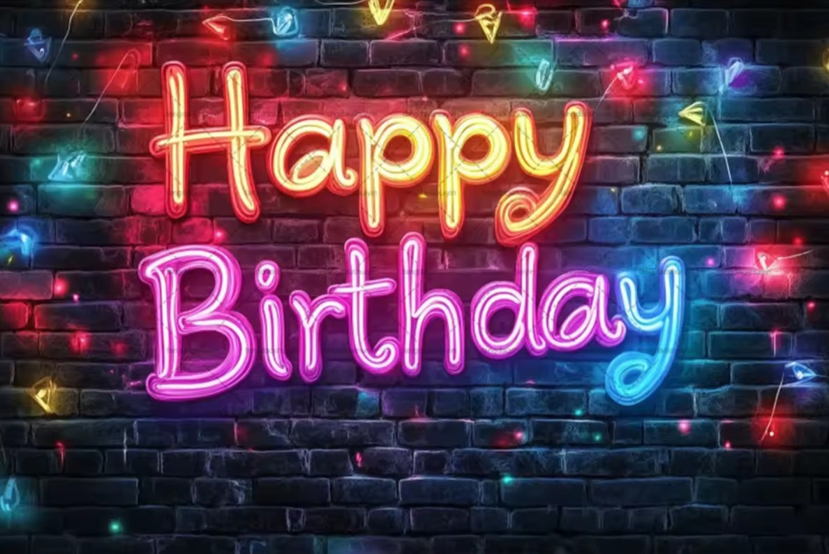 Polyester 300x200cm Neon Glow Graffiti Splashed Brick Wall Glitter Birthday Backgrounds