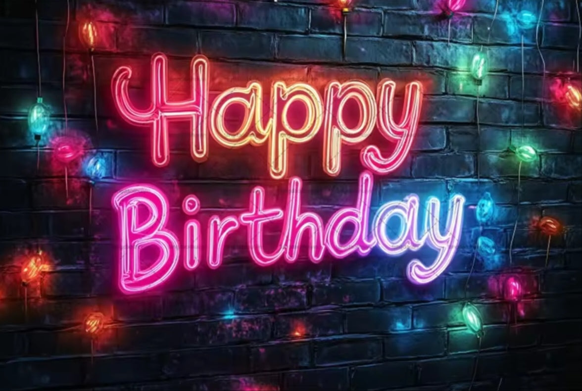 Polyester 300x200cm Neon Glow Graffiti Splashed Brick Wall Glitter Birthday Backgrounds