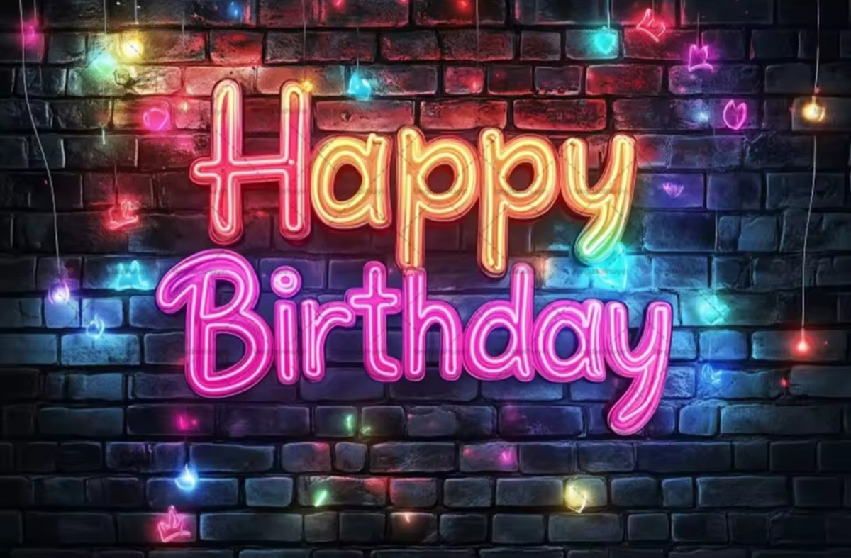 Polyester 300x200cm Neon Glow Graffiti Splashed Brick Wall Glitter Birthday Backgrounds