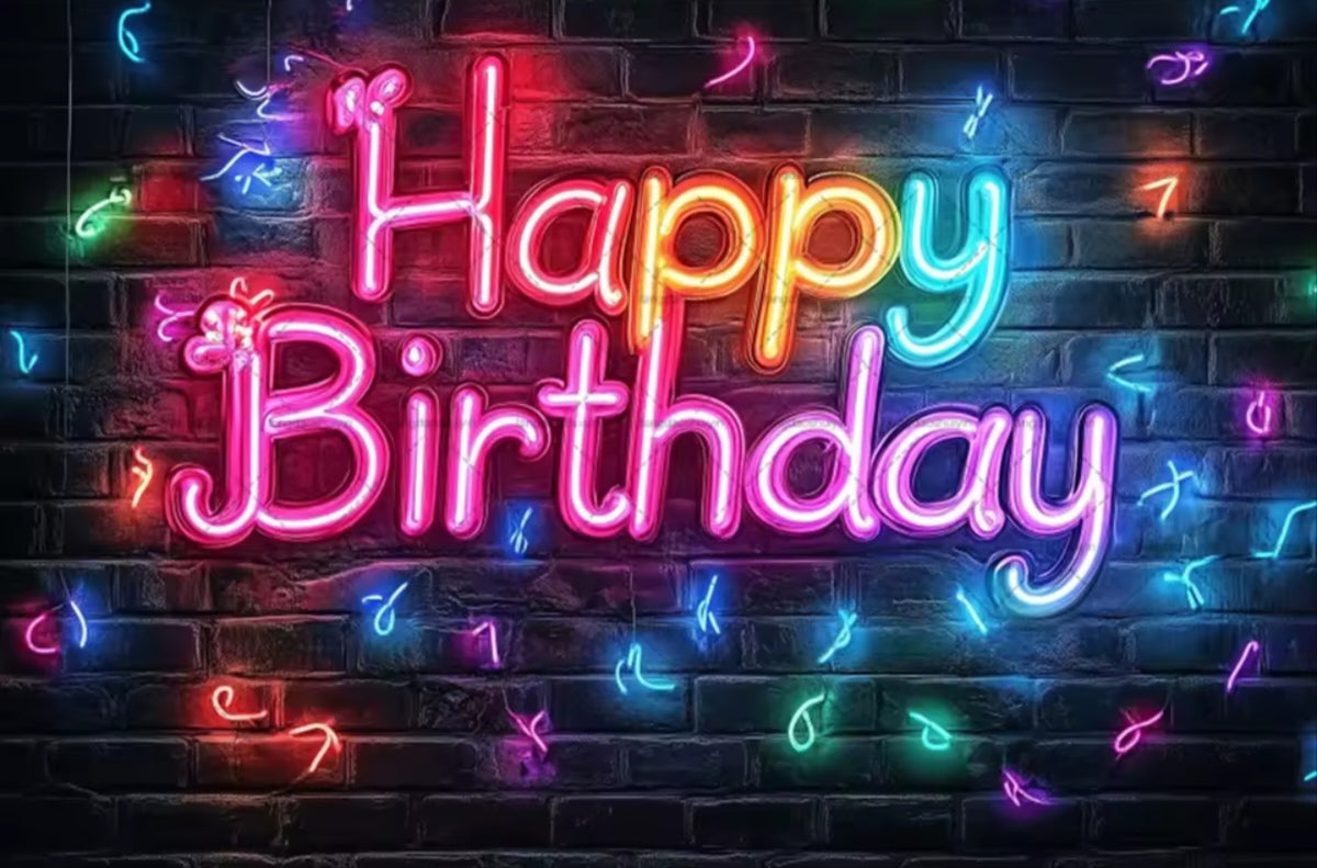 Polyester 300x200cm Neon Glow Graffiti Splashed Brick Wall Glitter Birthday Backgrounds