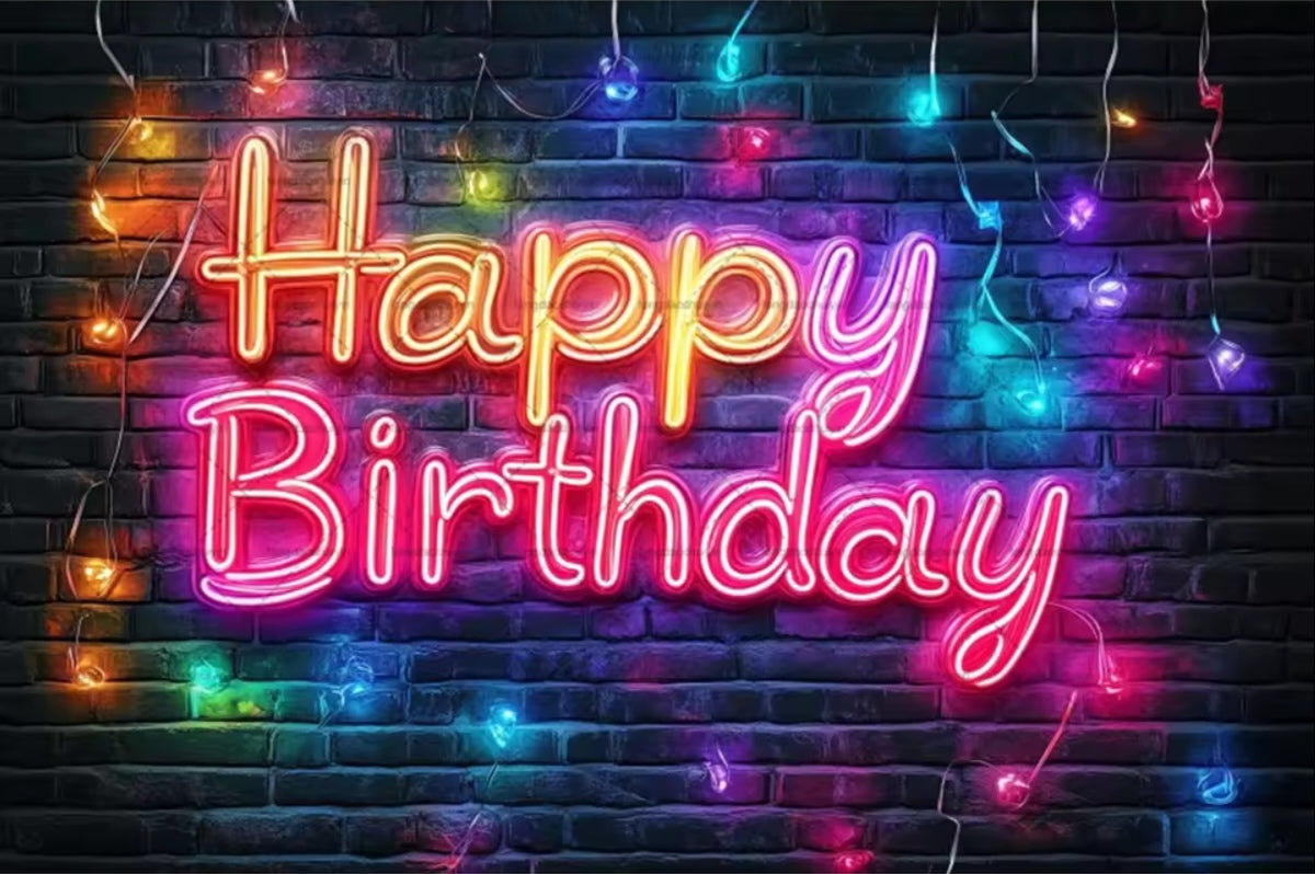 Polyester 300x200cm Neon Glow Graffiti Splashed Brick Wall Glitter Birthday Backgrounds