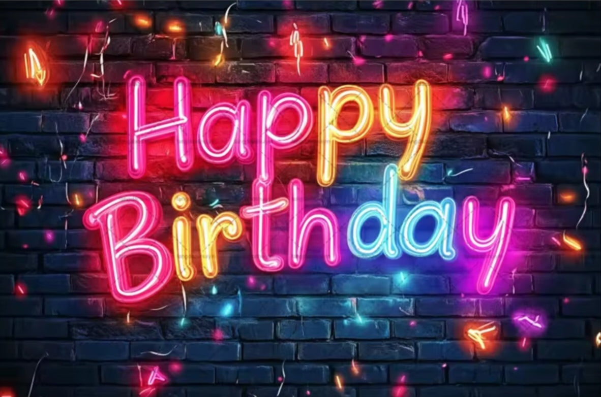 Polyester 300x200cm Neon Glow Graffiti Splashed Brick Wall Glitter Birthday Backgrounds