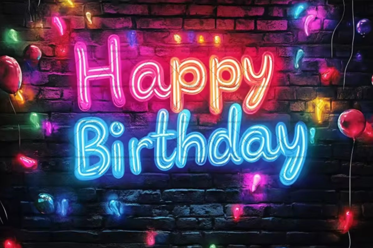 Polyester 300x200cm Neon Glow Graffiti Splashed Brick Wall Glitter Birthday Backgrounds