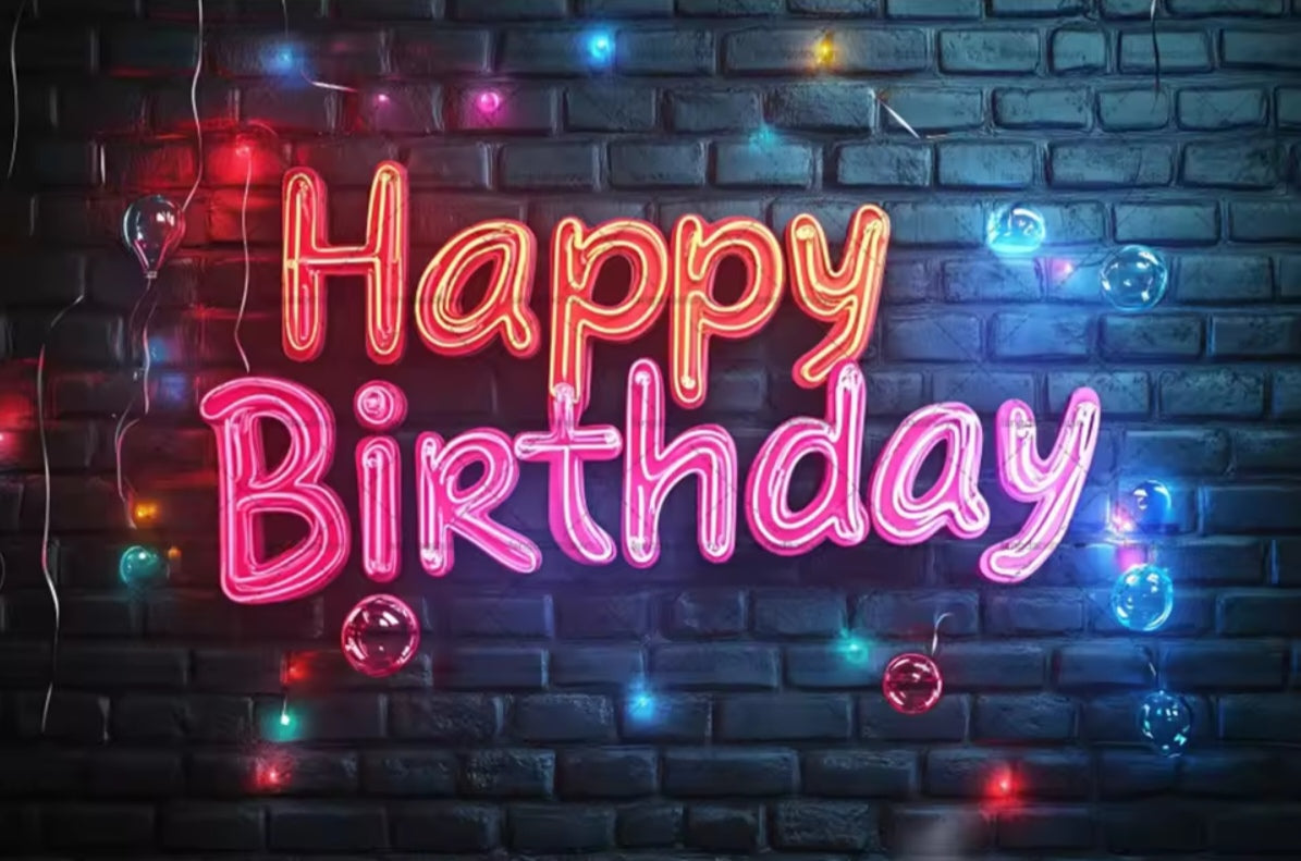 Polyester 300x200cm Neon Glow Graffiti Splashed Brick Wall Glitter Birthday Backgrounds