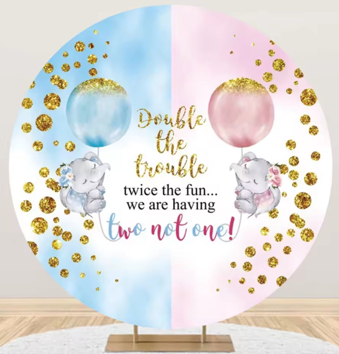 D 3ft(100cm)Poly Gender Reveal Boy Or Girl Round Backdrop Party Decor