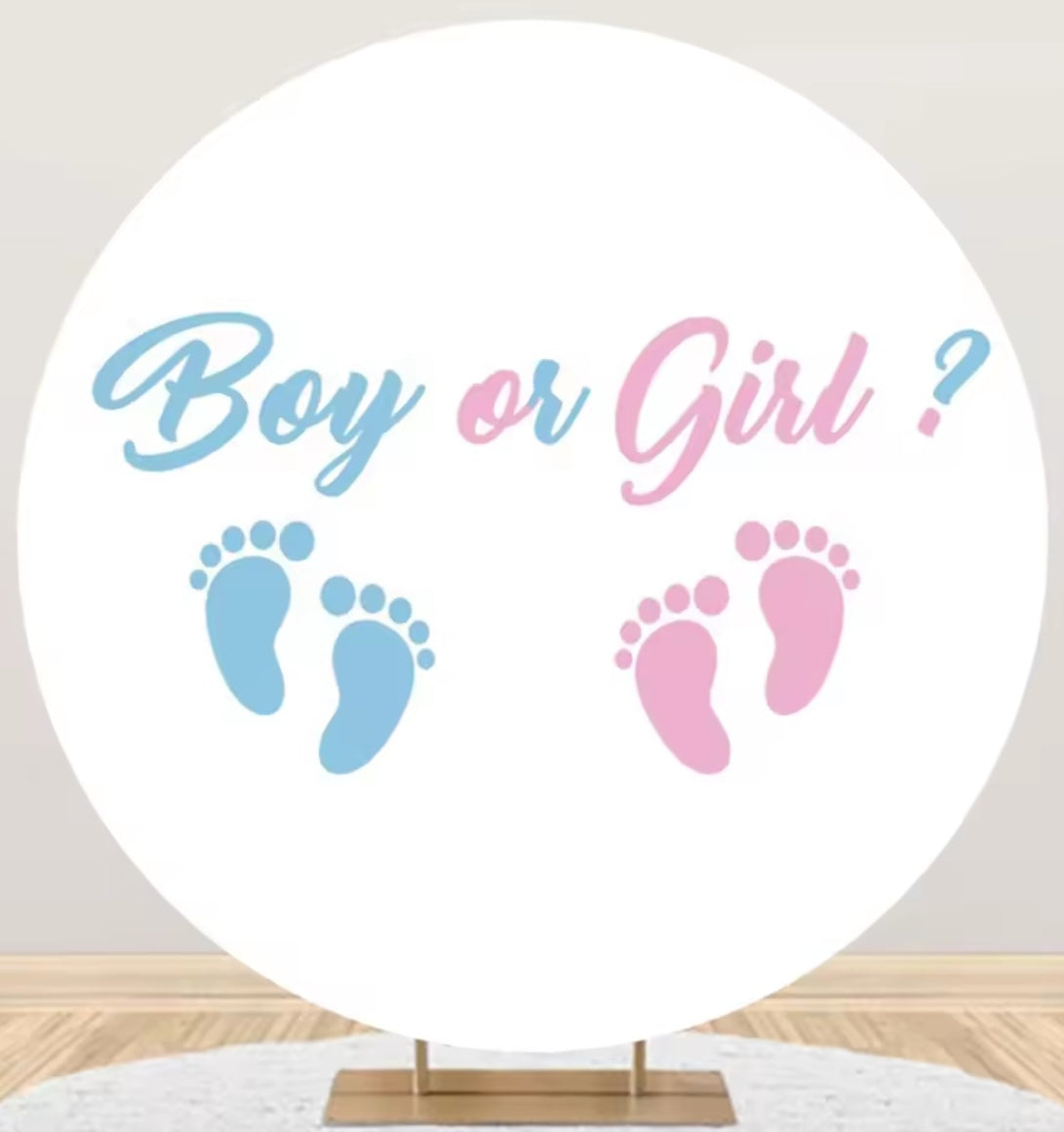 D 3ft(100cm)Poly Gender Reveal Boy Or Girl Round Backdrop Party Decor