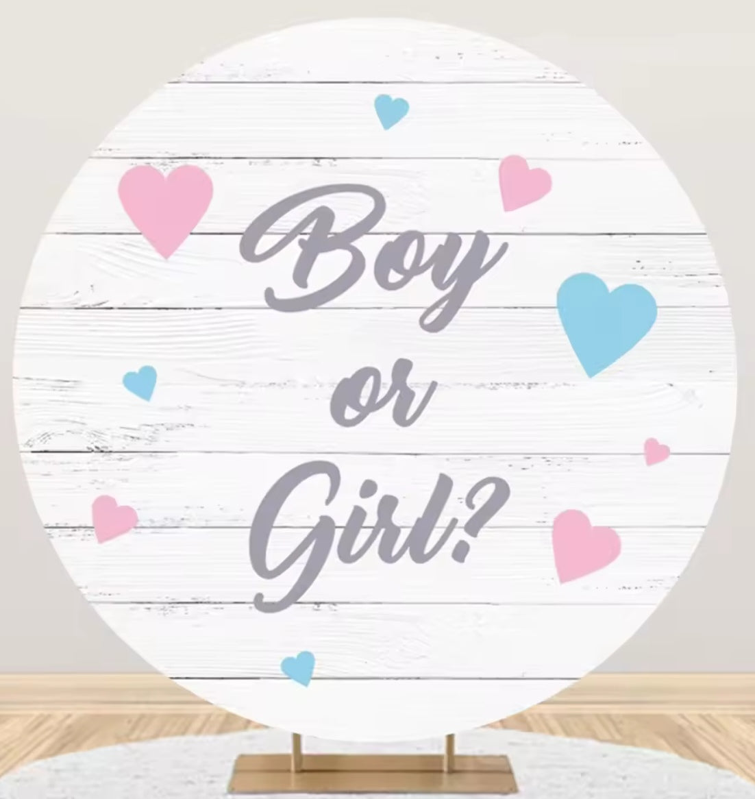 D 3ft(100cm)Poly Gender Reveal Boy Or Girl Round Backdrop Party Decor