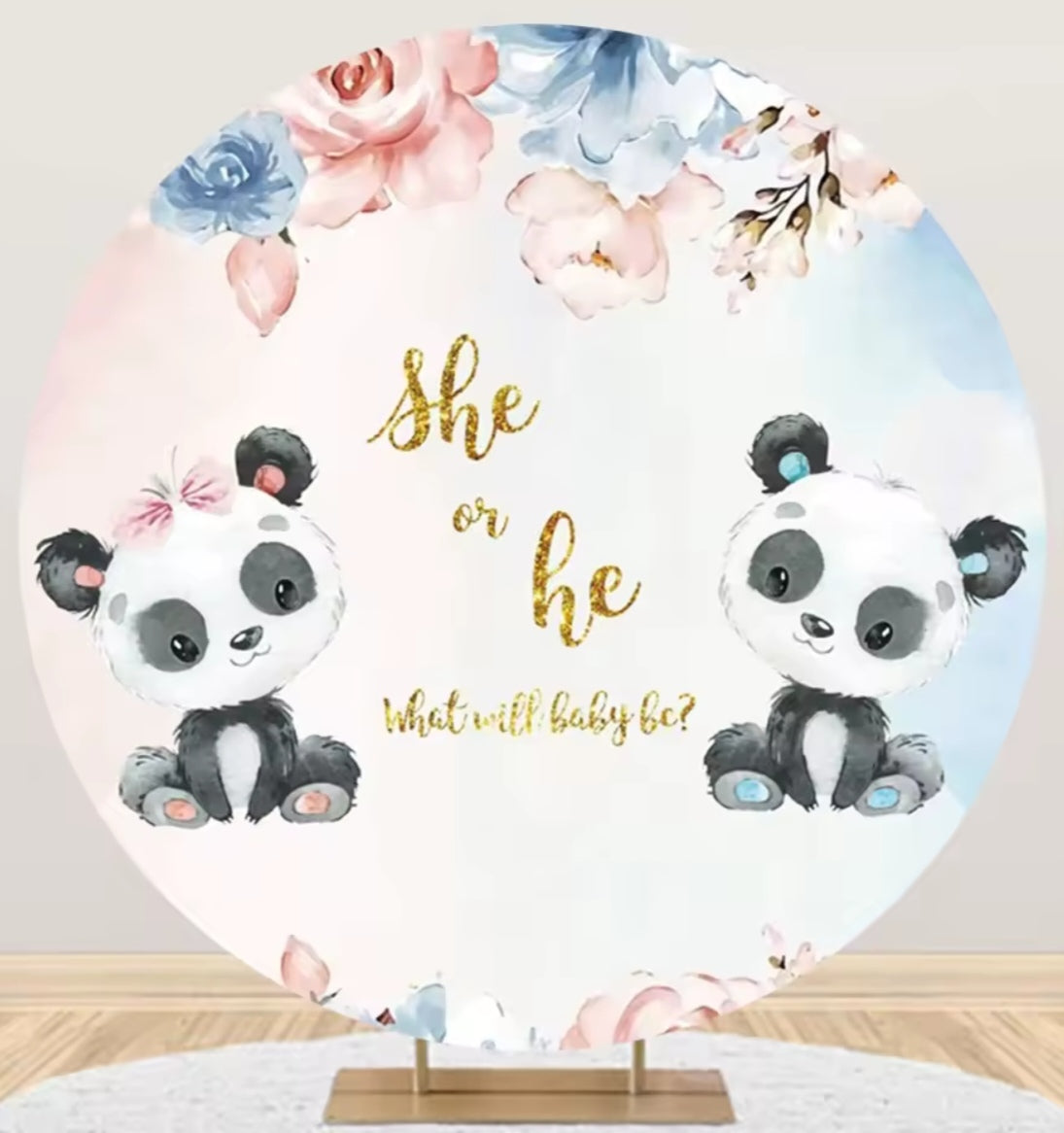 D 3ft(100cm)Poly Gender Reveal Boy Or Girl Round Backdrop Party Decor