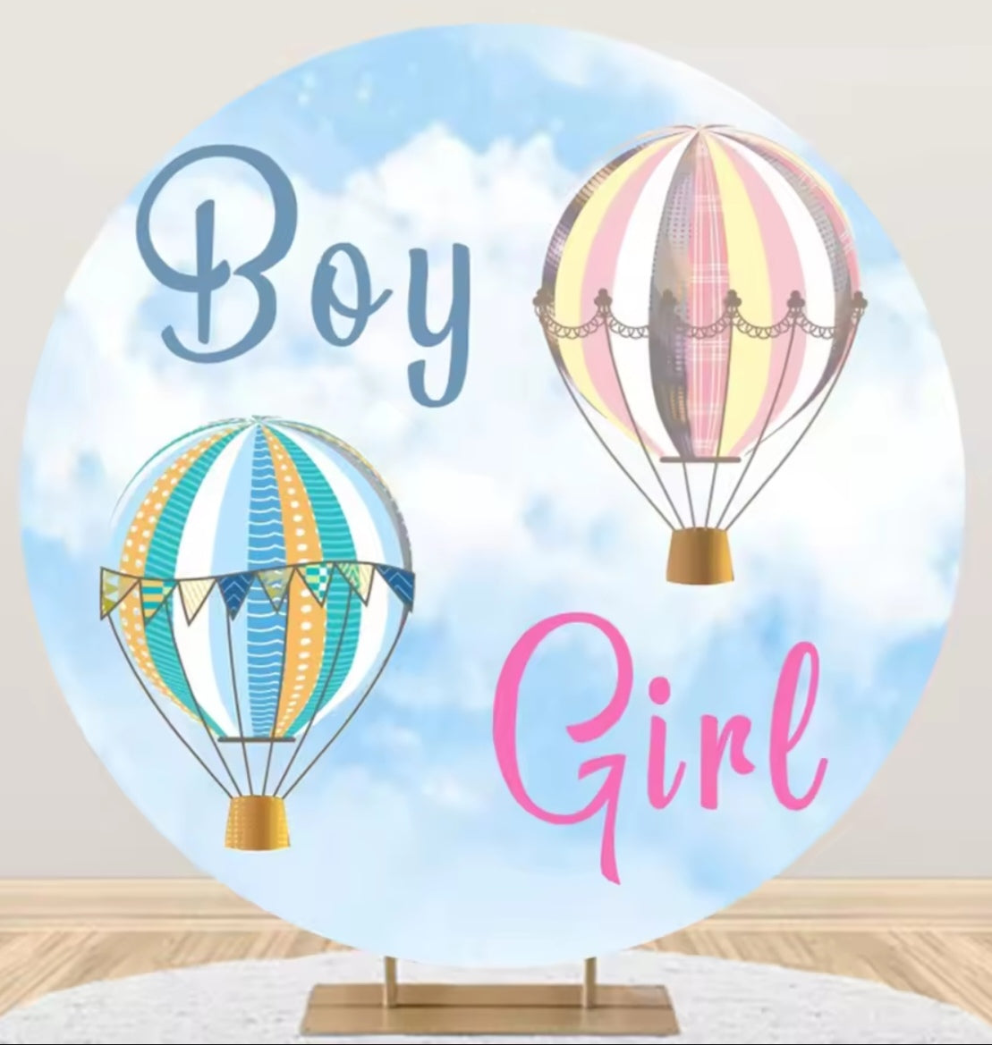 D 3ft(100cm)Poly Gender Reveal Boy Or Girl Round Backdrop Party Decor