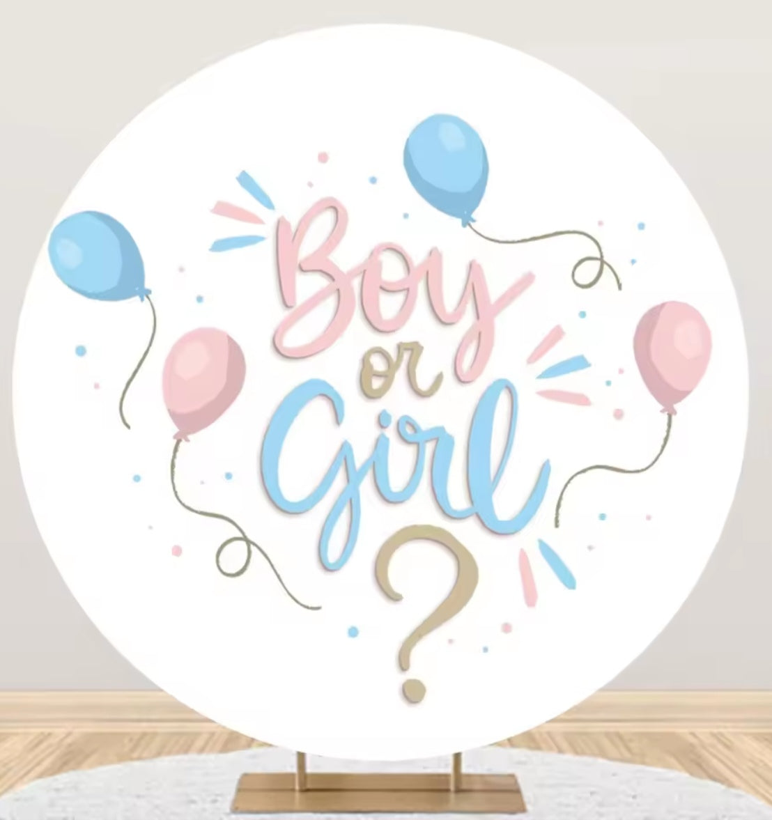 D 3ft(100cm)Poly Gender Reveal Boy Or Girl Round Backdrop Party Decor