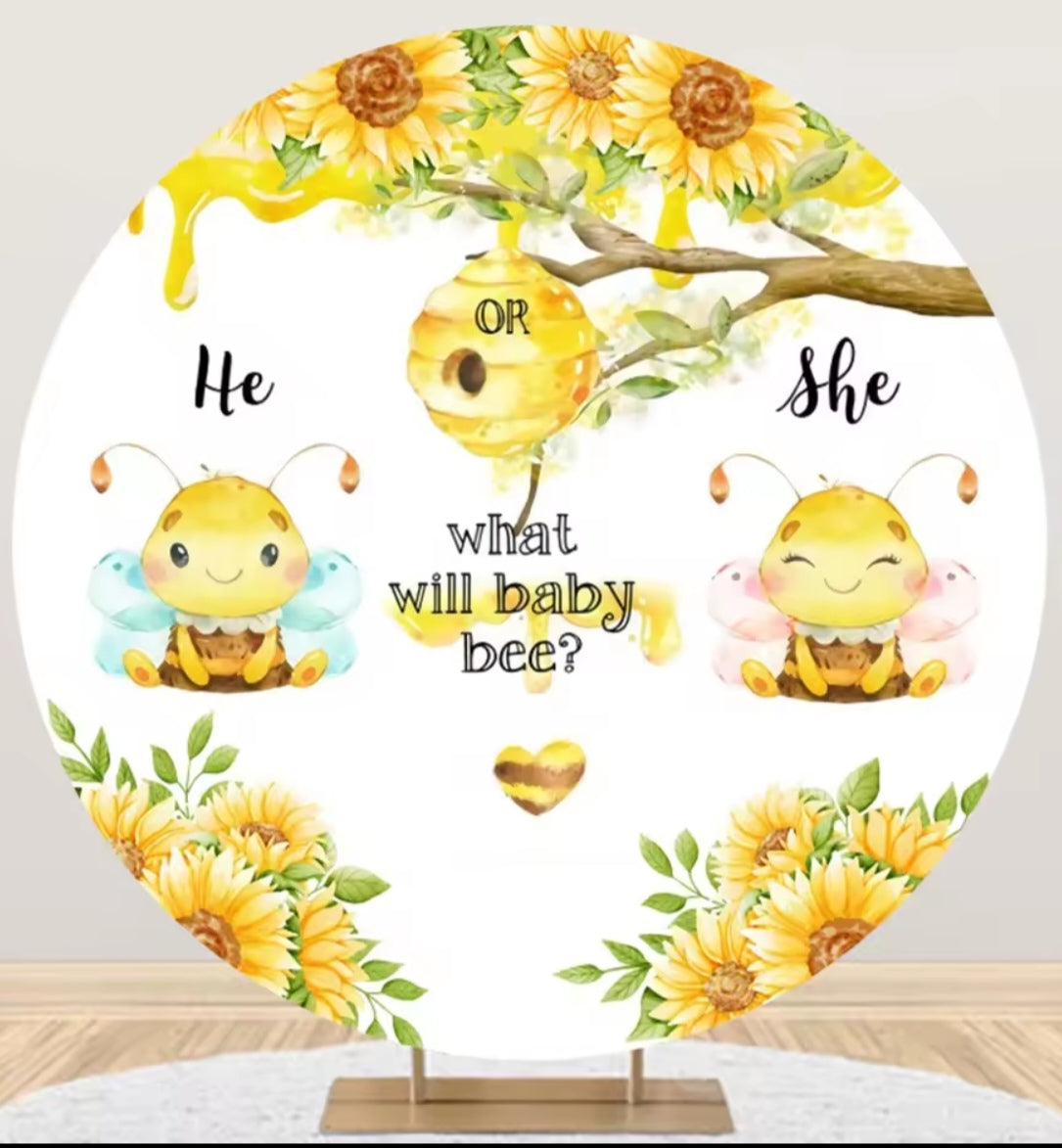 D 3ft(100cm)Poly Gender Reveal Boy Or Girl Round Backdrop Party Decor