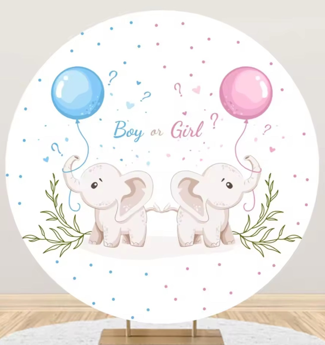 D 3ft(100cm)Poly Gender Reveal Boy Or Girl Round Backdrop Party Decor