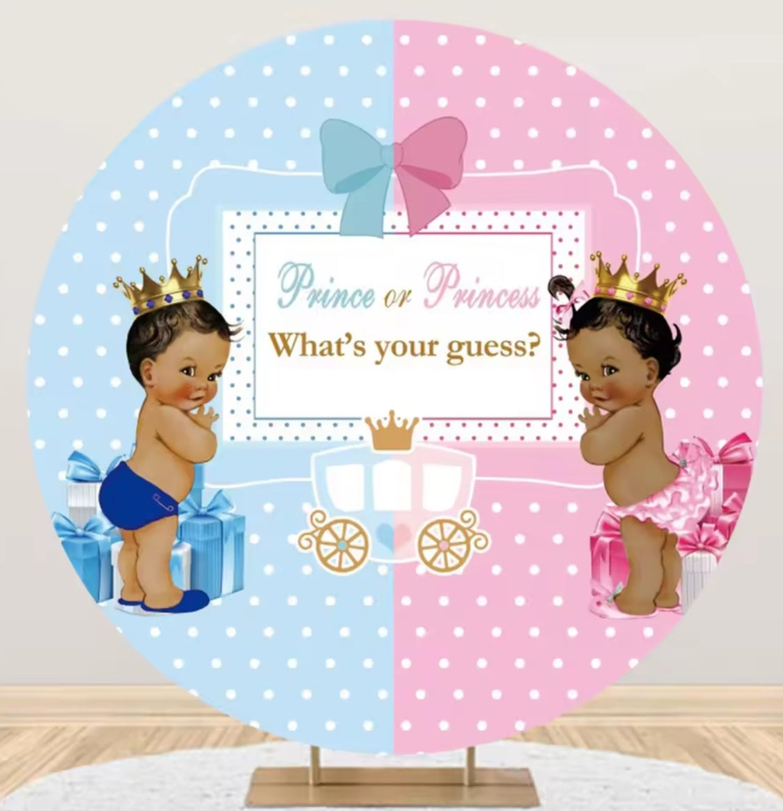 D 3ft(100cm)Poly Gender Reveal Boy Or Girl Round Backdrop Party Decor