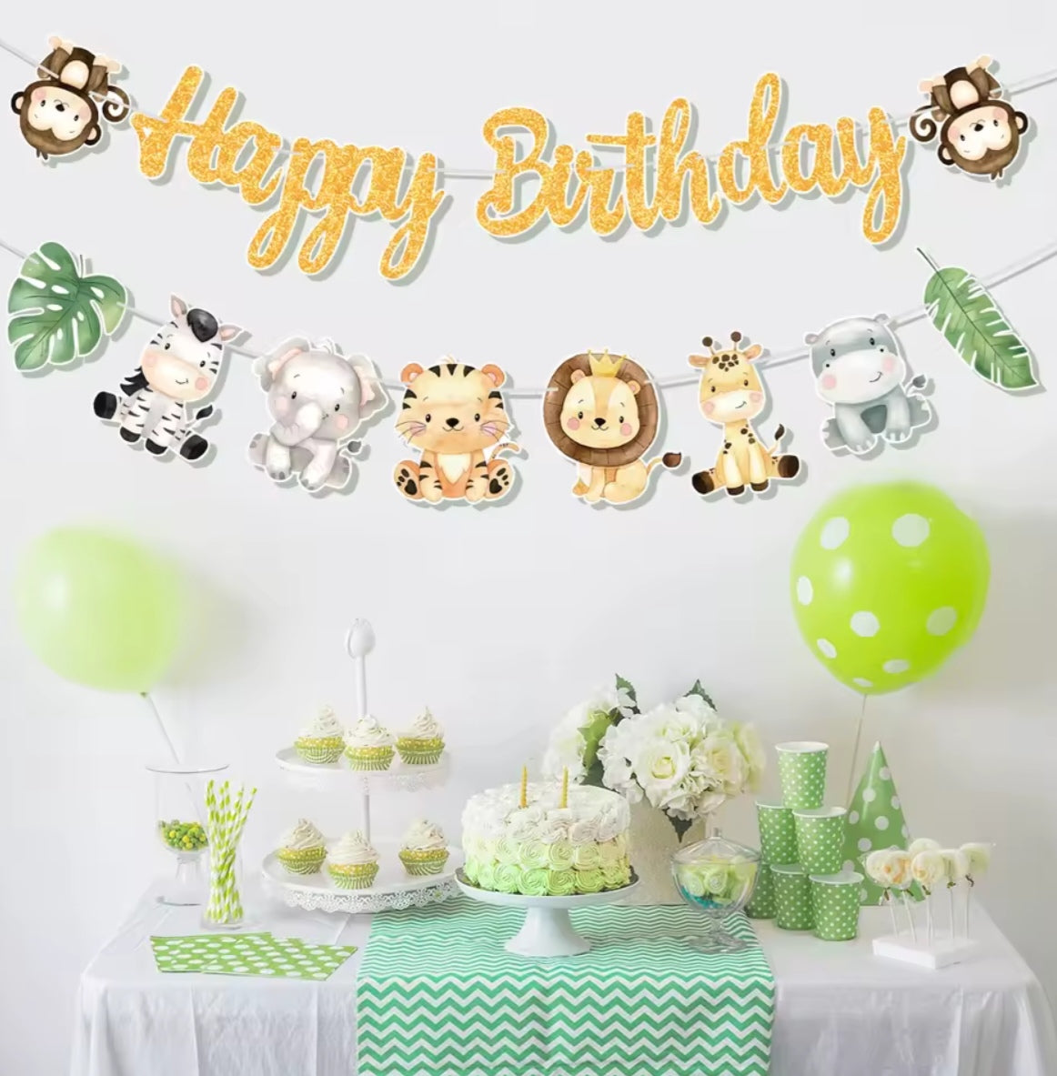 Animal Happy Birthday Banner Party Decorations