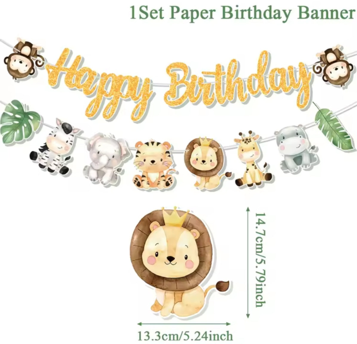 Animal Happy Birthday Banner Party Decorations