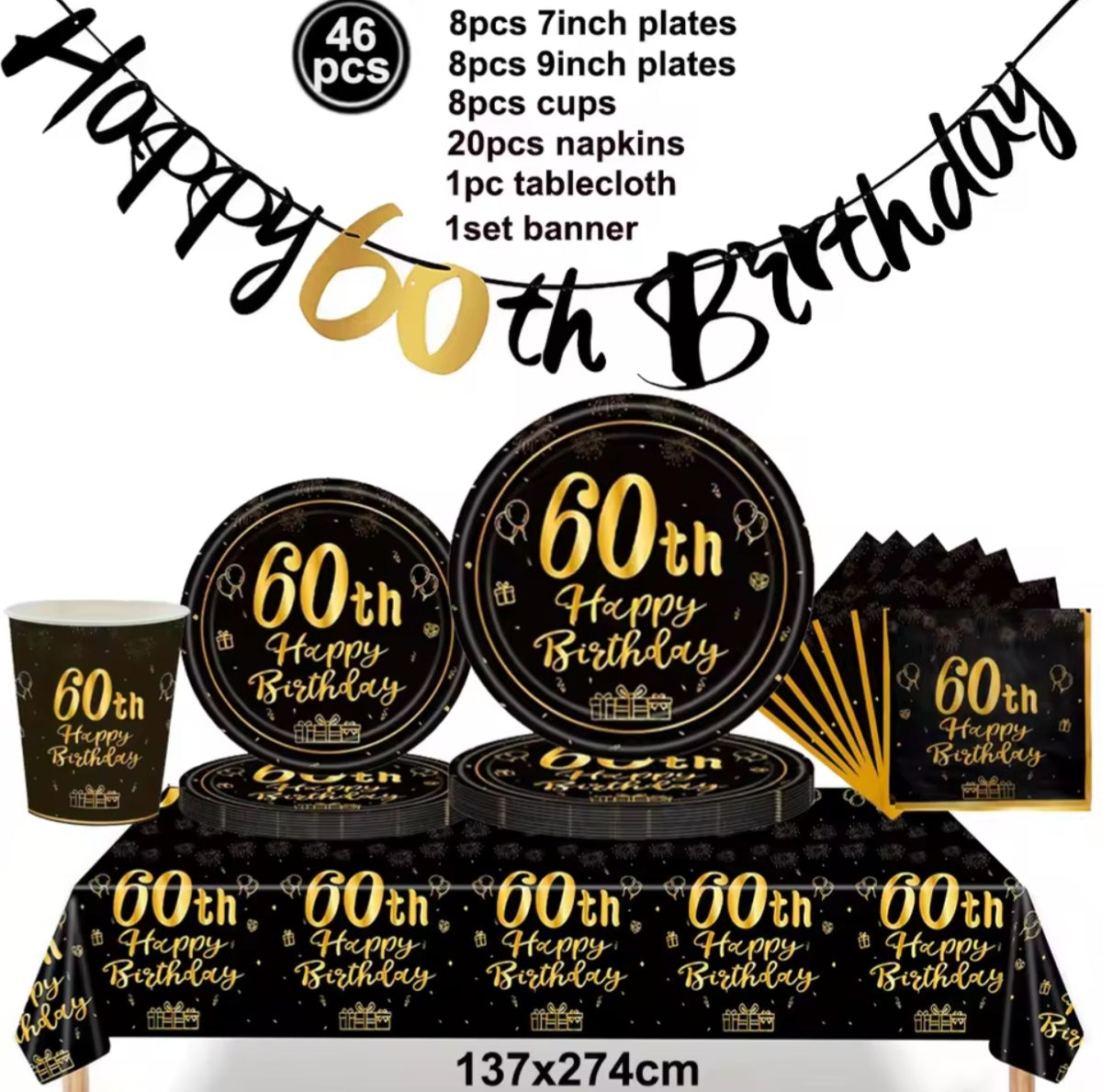 60th Birthday party supplies