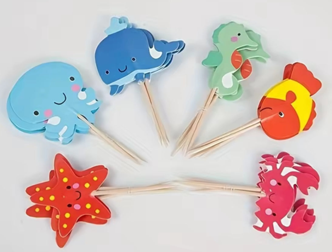 24pcs Ocean Animal Cupcake Toppers