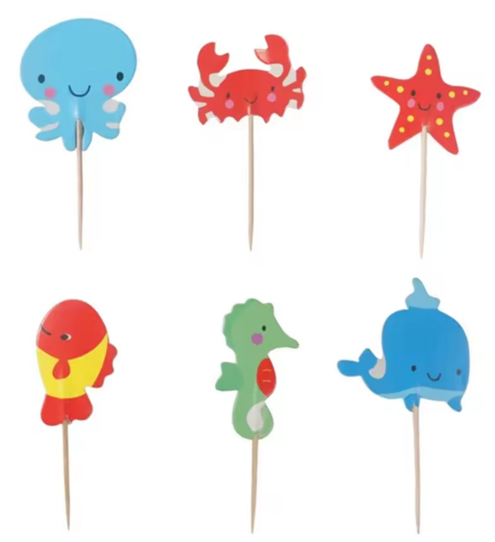 24pcs Ocean Animal Cupcake Toppers
