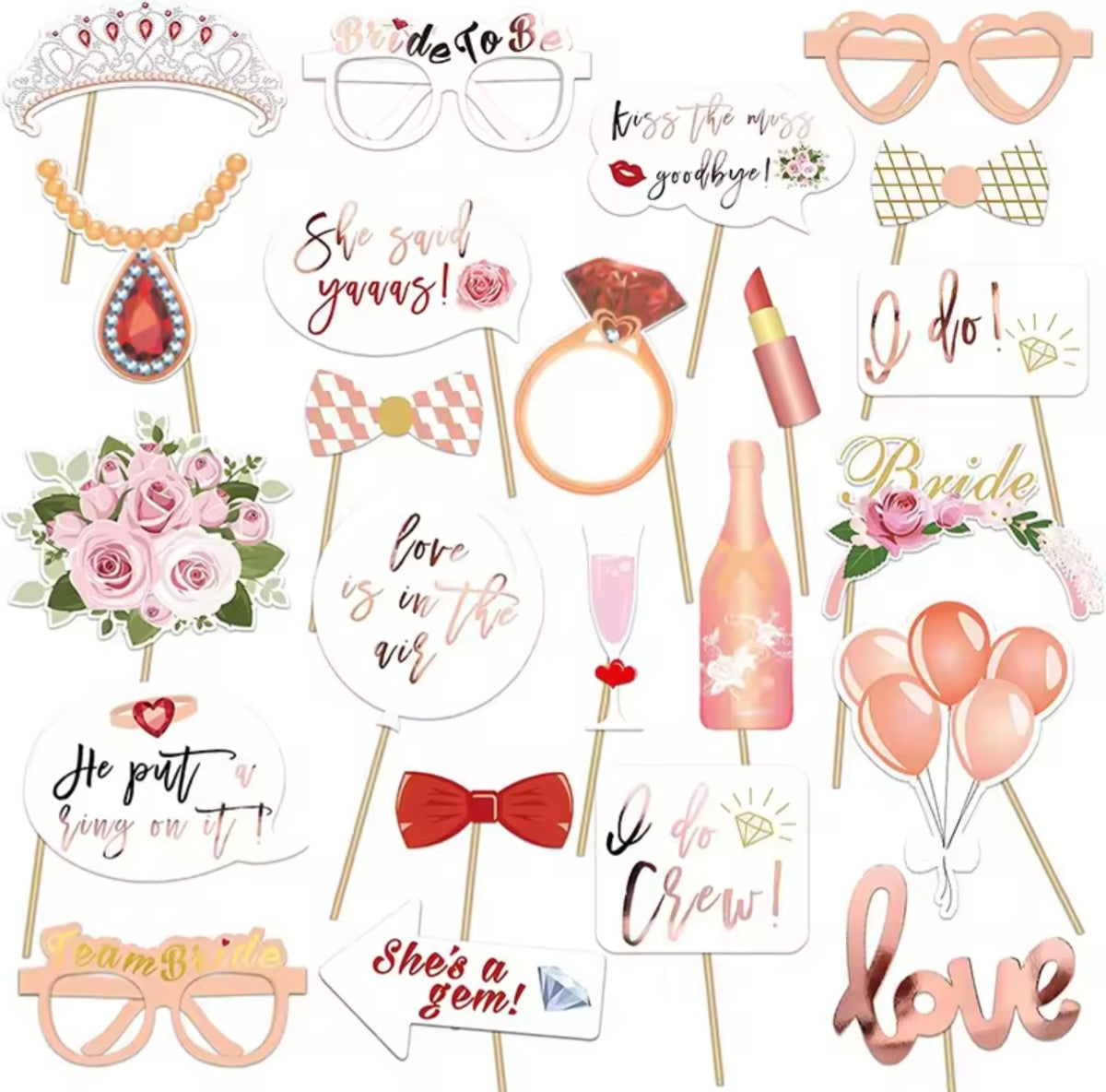 23pcs Team Bride To Be Paper Photo Props
