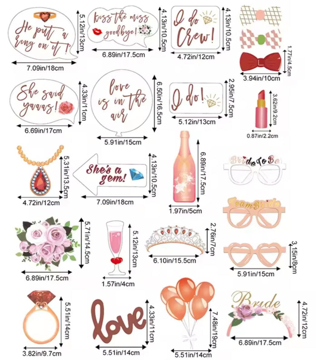 23pcs Team Bride To Be Paper Photo Props