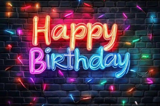 Vinyl W90-H60cm Neon Glow Graffiti Splashed Brick Wall Glitter Birthday Backgrounds