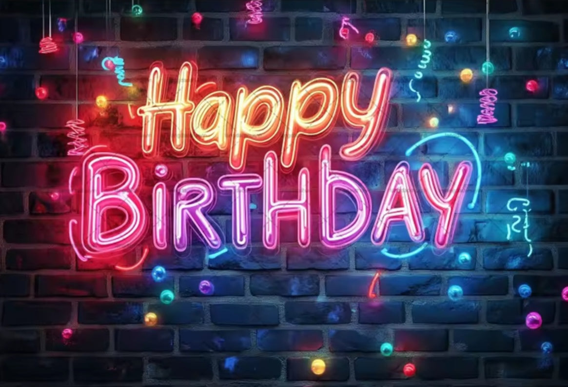 Polyester 300x200cm Neon Glow Graffiti Splashed Brick Wall Glitter Birthday Backgrounds