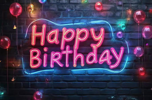 Polyester 300x200cm Neon Glow Graffiti Splashed Brick Wall Glitter Birthday Backgrounds