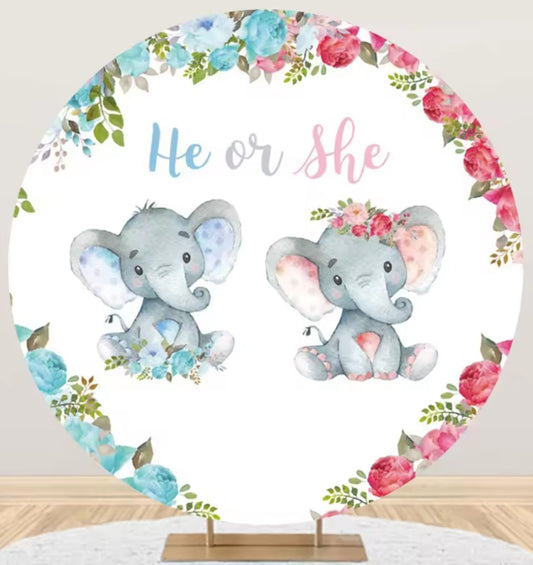D 3ft(100cm)Poly Gender Reveal Boy Or Girl Round Backdrop Party Decor