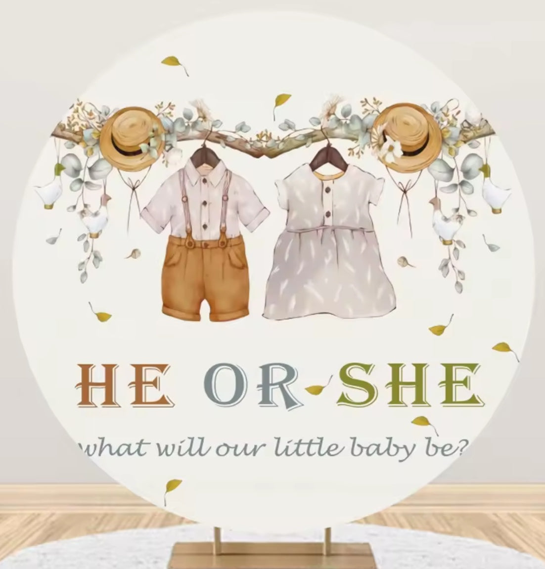D 3ft(100cm)Poly Gender Reveal Boy Or Girl Round Backdrop Party Decor