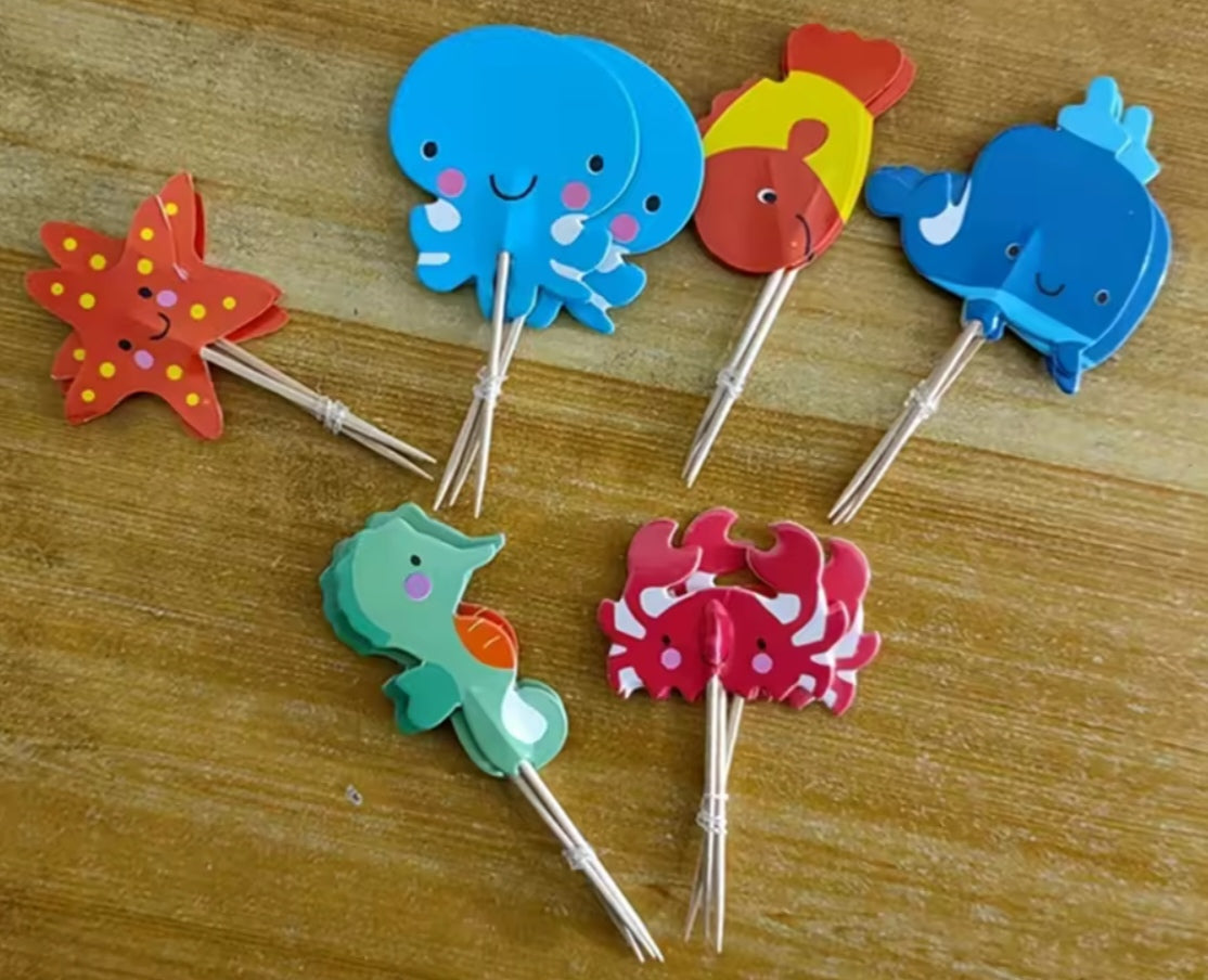 24pcs Ocean Animal Cupcake Toppers