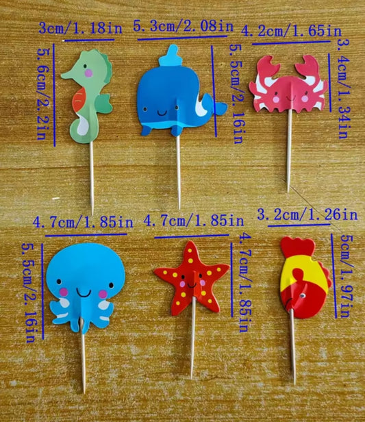 24pcs Ocean Animal Cupcake Toppers